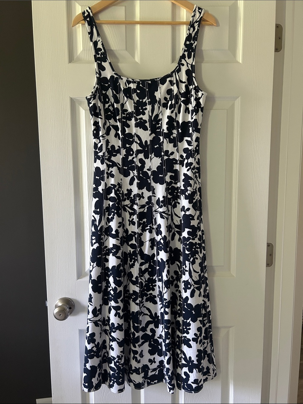 Loft Navy Blue & White Floral A-Line Sundress